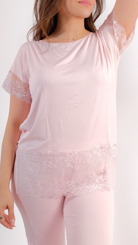 Soothe Blush Lace Pants Set