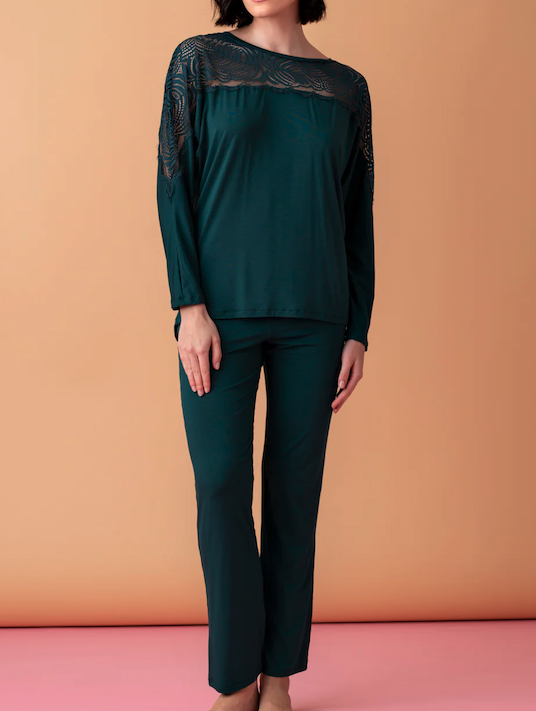 Soothe Emerald Lace Pants Set